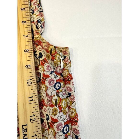 Anthropologie Sine Sleeveless 100% Silk Floral Top Sz 8 EUC / bright / office - Picture 7 of 9